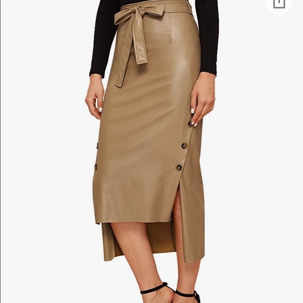 Carmel faux leather skirt